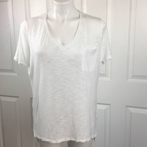 Calvin Klein Jeans Shirt Women Short Sleeve Pocket V-Neck Size L